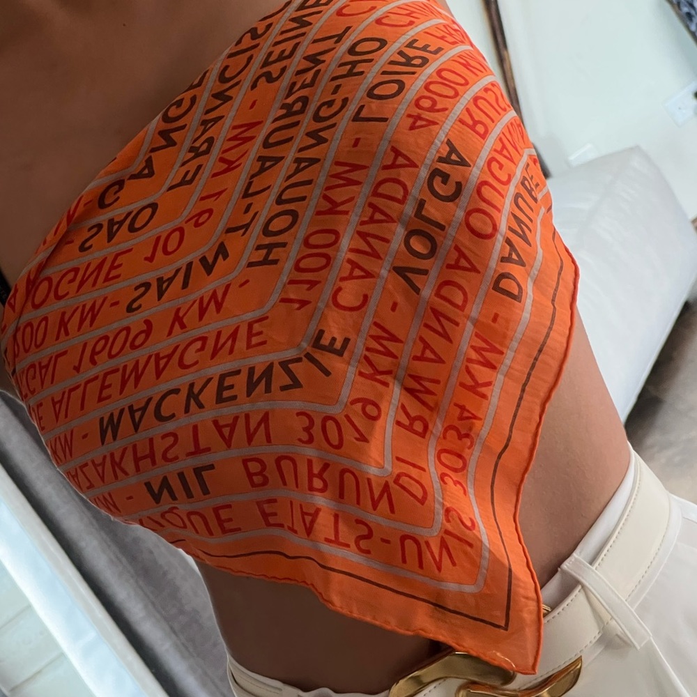 Authentic Hermes Scarf. silk Le Sources De La Vie Artist Fred Rawyler